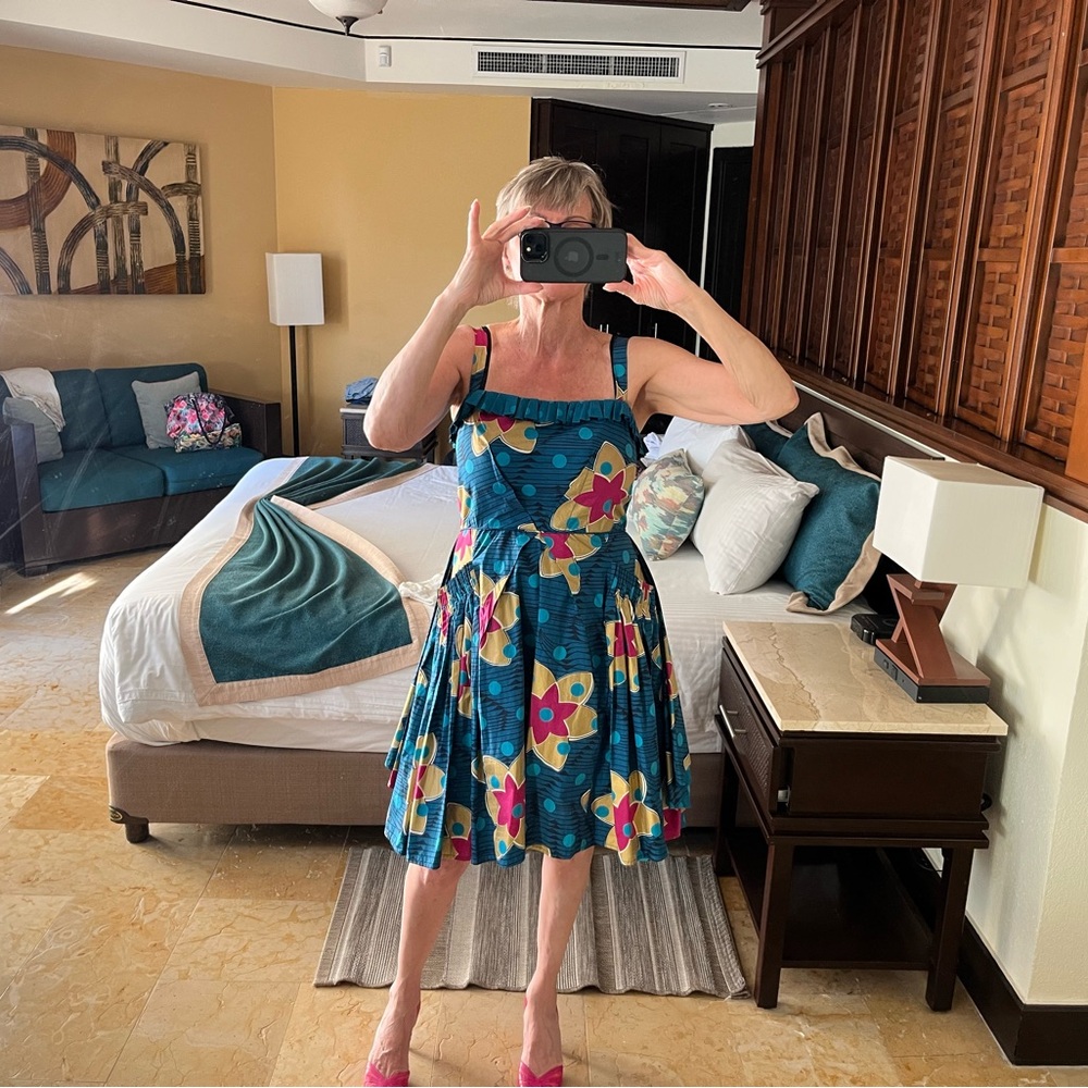 Marc By Marc Jacobs Blue Floral Midi Dress